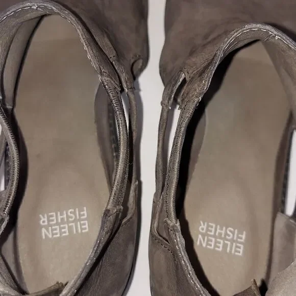 Eileen Fisher Gray Leather Nubuck Vanda Cutout Booties Sz 8.5 - Picture 10 of 10